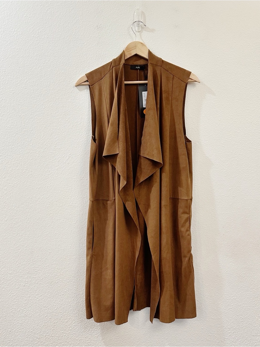Ruti Women's Brenna Vegan Suede Vest Cardigan Size XS / S NWT Brown